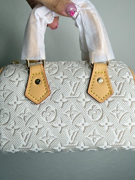 Louis Vuitton Handbags - Louis Vuitton Cream Monogram Jacquard Satchel with Natural Leather Trim